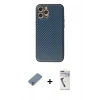MARSİLYAN™- iPhone 12 Pro Kılıf Ahenk Işık - Şeffaf Uv Polymer Nano Ekran Koruyucu + Metal Kamera Lens Koruma Cam - GS
