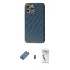 MARSİLYAN™- iPhone 12 Pro Kılıf Ahenk Işık - Şeffaf Uv Polymer Nano Ekran Koruyucu + Metal Kamera Lens Koruma Cam - AKYL