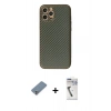 MARSİLYAN™- iPhone 12 Pro Kılıf Ahenk Işık - Şeffaf Uv Polymer Nano Ekran Koruyucu + Metal Kamera Lens Koruma Cam - GS