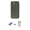 MARSİLYAN™- iPhone 12 Pro Kılıf Ahenk Işık - Şeffaf Uv Polymer Nano Ekran Koruyucu + Metal Kamera Lens Koruma Cam - MR