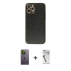 MARSİLYAN™- iPhone 12 Pro Kılıf Ahenk Işık - Şeffaf Uv Polymer Nano Ekran Koruyucu + Neon Fosforlu Kamera Lens - YL