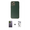 MARSİLYAN™- iPhone 12 Pro Kılıf Ahenk Işık - Şeffaf Uv Polymer Nano Ekran Koruyucu + Neon Fosforlu Kamera Lens - YL