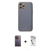 MARSİLYAN™- iPhone 12 Pro Kılıf Ahenk Işık - Şeffaf Uv Polymer Nano Ekran Koruyucu + Neon Fosforlu Kamera Lens - SI