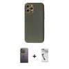MARSİLYAN™- iPhone 12 Pro Kılıf Ahenk Işık - Şeffaf Uv Polymer Nano Ekran Koruyucu + Neon Fosforlu Kamera Lens - YL