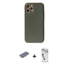 MARSİLYAN™- iPhone 12 Pro Kılıf Ahenk Işık - Şeffaf Uv Polymer Nano Ekran Koruyucu + Renkli Kamera Lens Koruma Cam - PE