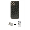 MARSİLYAN™- iPhone 12 Pro Kılıf Ahenk Işık - Şeffaf Uv Polymer Nano Ekran Koruyucu + Rainbow Kamera Lens Koruma Cam - GD