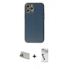 MARSİLYAN™- iPhone 12 Pro Kılıf Ahenk Işık - Şeffaf Uv Polymer Nano Ekran Koruyucu + Rainbow Kamera Lens Koruma Cam - GD