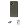 MARSİLYAN™- iPhone 12 Pro Kılıf Ahenk Işık - Şeffaf Uv Polymer Nano Ekran Koruyucu + Renkli Kamera Lens Koruma Cam - YL