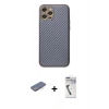 MARSİLYAN™- iPhone 12 Pro Kılıf Ahenk Işık - Şeffaf Uv Polymer Nano Ekran Koruyucu + Renkli Kamera Lens Koruma Cam - MI