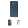 MARSİLYAN™- iPhone 12 Pro Kılıf Ahenk Işık - Şeffaf Uv Polymer Nano Ekran Koruyucu + Neon Fosforlu Kamera Lens - TU