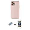 MARSİLYAN™- iPhone 12 Pro Kılıf Ahenk Işık - Siyah 34D Hayalet Izgaralı Cam + Shine Kamera Lens Koruma Cam - GI