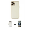 MARSİLYAN™- iPhone 12 Pro Kılıf Ahenk Işık - Siyah 34D Hayalet Izgaralı Cam + Shine Kamera Lens - GD