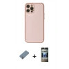 MARSİLYAN™- iPhone 12 Pro Kılıf Ahenk Işık - Siyah 34D Hayalet Izgaralı Cam + Metal Kamera Lens Koruma Cam - GS