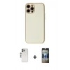 MARSİLYAN™- iPhone 12 Pro Kılıf Ahenk Işık - Siyah 34D Hayalet Izgaralı Cam + Shine Kamera Lens - GS