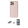 MARSİLYAN™- iPhone 12 Pro Kılıf Ahenk Işık - Siyah 34D Hayalet Izgaralı Cam + Renkli Kamera Lens Koruma Cam - YL