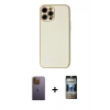 MARSİLYAN™- iPhone 12 Pro Kılıf Ahenk Işık - Siyah 34D Hayalet Izgaralı Cam + Neon Fosforlu Kamera Lens - SI