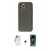 MARSİLYAN™- iPhone 12 Pro Kılıf Ahenk Işık - Siyah 360 Mat Full Body Arka Koruyucu + Shine Kamera Lens - GS