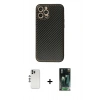 MARSİLYAN™- iPhone 12 Pro Kılıf Ahenk Işık - Siyah 360 Mat Full Body Arka Koruyucu + Shine Kamera Lens - GS
