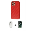 MARSİLYAN™- iPhone 12 Pro Kılıf Ahenk Işık - Siyah 360 Mat Full Body Arka Koruyucu + Shine Kamera Lens - GS