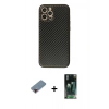MARSİLYAN™- iPhone 12 Pro Kılıf Ahenk Işık - Siyah 360 Mat Full Body Arka Koruyucu + Metal Kamera Lens Koruma Cam - KI