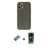 MARSİLYAN™- iPhone 12 Pro Kılıf Ahenk Işık - Siyah 360 Mat Full Body Arka Koruyucu + Metal Kamera Lens Koruma Cam - KI