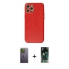 MARSİLYAN™- iPhone 12 Pro Kılıf Ahenk Işık - Siyah 360 Mat Full Body Arka Koruyucu + Neon Fosforlu Kamera Lens - YL