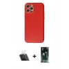 MARSİLYAN™- iPhone 12 Pro Kılıf Ahenk Işık - Siyah 360 Mat Full Body Arka Koruyucu + Kamera Lens Koruma Cam - SF