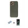 MARSİLYAN™- iPhone 12 Pro Kılıf Ahenk Işık - Siyah 360 Mat Full Body Arka Koruyucu + Shine Kamera Lens Koruma Cam - MI