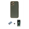 MARSİLYAN™- iPhone 12 Pro Kılıf Ahenk Işık - Siyah 360 Mat Full Body Arka Koruyucu + Shine Kamera Lens Koruma Cam - PE