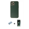 MARSİLYAN™- iPhone 12 Pro Kılıf Ahenk Işık - Siyah 360 Mat Full Body Arka Koruyucu + Shine Kamera Lens Koruma Cam - MI