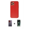 MARSİLYAN™- iPhone 12 Pro Kılıf Ahenk Işık - Siyah 360 Mat Full Body Arka Koruyucu + Neon Fosforlu Kamera Lens - TU
