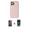 MARSİLYAN™- iPhone 12 Pro Kılıf Ahenk Işık - Siyah 360 Mat Full Body Arka Koruyucu + Neon Fosforlu Kamera Lens - TU