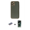 MARSİLYAN™- iPhone 12 Pro Kılıf Ahenk Işık - Siyah 360 Mat Full Body Arka Koruyucu + Renkli Kamera Lens Koruma Cam - TU