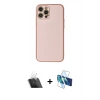 MARSİLYAN™- iPhone 12 Pro Kılıf Ahenk Işık - Siyah 3D Antistatik Cam Ekran Koruyucu + Kamera Lens Koruma Cam - SF