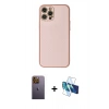 MARSİLYAN™- iPhone 12 Pro Kılıf Ahenk Işık - Siyah 3D Antistatik Cam Ekran Koruyucu + Neon Fosforlu Kamera Lens - SI