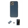 MARSİLYAN™- iPhone 12 Pro Kılıf Ahenk Işık - Siyah 3D Antistatik Hayalet Cam Ekran Koruyucu + Metal Kamera Lens Koruma Cam - KI