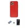 MARSİLYAN™- iPhone 12 Pro Kılıf Ahenk Işık - Siyah 3D Antistatik Hayalet Cam Ekran Koruyucu + Shine Kamera Lens Koruma Cam - PE