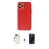MARSİLYAN™- iPhone 12 Pro Kılıf Ahenk Işık - Siyah 3D Antistatik Hayalet Cam Ekran Koruyucu + Shine Kamera Lens - GD