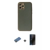 MARSİLYAN™- iPhone 12 Pro Kılıf Ahenk Işık - Siyah 3D Antistatik Hayalet Cam Ekran Koruyucu + Shine Kamera Lens Koruma Cam - GD
