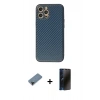 MARSİLYAN™- iPhone 12 Pro Kılıf Ahenk Işık - Siyah 3D Antistatik Hayalet Cam Ekran Koruyucu + Shine Kamera Lens Koruma Cam - SH