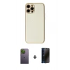 MARSİLYAN™- iPhone 12 Pro Kılıf Ahenk Işık - Siyah 3D Antistatik Hayalet Cam Ekran Koruyucu + Neon Fosforlu Kamera Lens - YL
