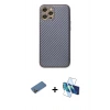 MARSİLYAN™- iPhone 12 Pro Kılıf Ahenk Işık - Siyah 3D Antistatik Seramik Nano Ekran Koruyucu + Shine Kamera Lens Koruma Cam - GD
