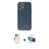 MARSİLYAN™- iPhone 12 Pro Kılıf Ahenk Işık - Siyah 3D Antistatik Seramik Nano Ekran Koruyucu + Shine Kamera Lens - GD
