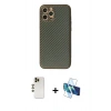 MARSİLYAN™- iPhone 12 Pro Kılıf Ahenk Işık - Siyah 3D Antistatik Seramik Nano Ekran Koruyucu + Shine Kamera Lens - GD
