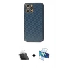 MARSİLYAN™- iPhone 12 Pro Kılıf Ahenk Işık - Siyah 3D Antistatik Seramik Nano Ekran Koruyucu + Kamera Lens Koruma Cam - SF