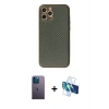 MARSİLYAN™- iPhone 12 Pro Kılıf Ahenk Işık - Siyah 3D Antistatik Seramik Nano Ekran Koruyucu + Neon Fosforlu Kamera Lens - MI