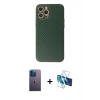 MARSİLYAN™- iPhone 12 Pro Kılıf Ahenk Işık - Siyah 3D Antistatik Seramik Nano Ekran Koruyucu + Neon Fosforlu Kamera Lens - MI