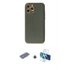 MARSİLYAN™- iPhone 12 Pro Kılıf Ahenk Işık - Siyah 3D Antistatik Seramik Nano Ekran Koruyucu + Renkli Kamera Lens Koruma Cam - MI