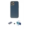 MARSİLYAN™- iPhone 12 Pro Kılıf Ahenk Işık - Siyah 3D Antistatik Seramik Nano Ekran Koruyucu + Renkli Kamera Lens Koruma Cam - MI
