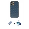MARSİLYAN™- iPhone 12 Pro Kılıf Ahenk Işık - Siyah 3D Antistatik Seramik Nano Ekran Koruyucu + Metal Kamera Lens Koruma Cam - KUYL